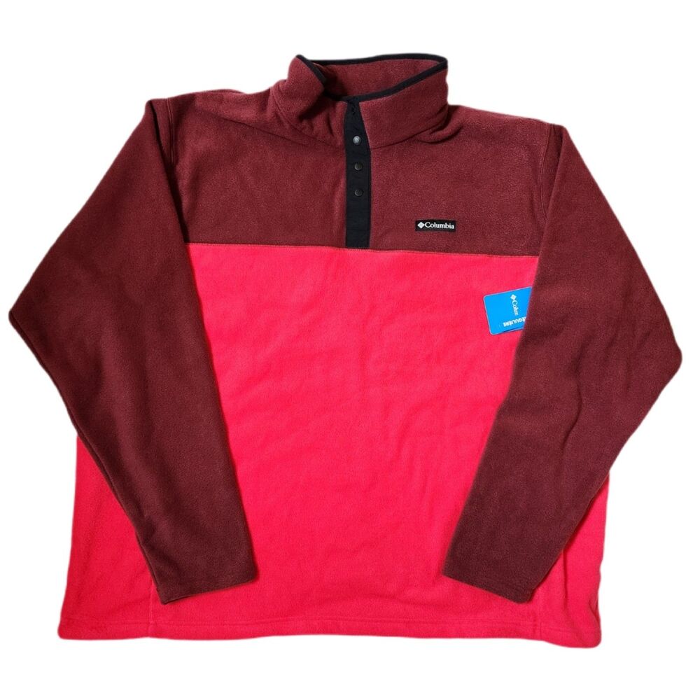 Columbia Steens Mountain Half Snap II Fleece Men’s 4X Red Rich Wine Black NWT